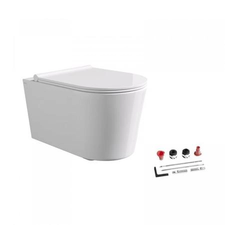 Alice Form Унитаз 50х35см., подвесной, безободковый, с сиденьем и крышкой с микролифтом, с набором для крепления, цвет: белый глянцевый