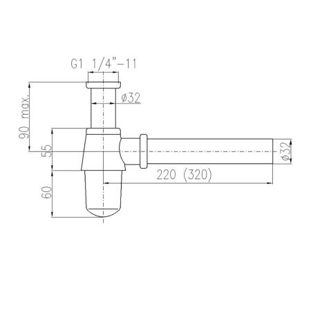 Сифон для раковины, диаметр 32мм с накидной гайкой 5/4" Rav Slezak MD0545Z, цвет Золото