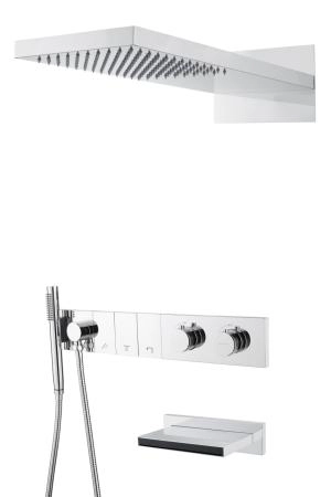 Встроенная душевая система Boheme с изливом ZODIAC с термостатом, трехпозиционная Chrome 133-2-CR