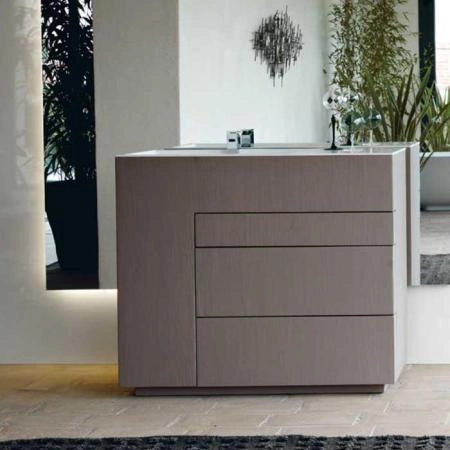 NOORTH milldue edition TOUCH Комплект мебели 100х40х88см, напольный, 3 ящика, слив в пол, раковина Milltek, смеситель H2O, цвет: Argilla матовый