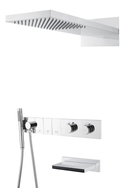 Встроенная душевая система Boheme с изливом ZODIAC с термостатом, трехпозиционная Chrome 133-2-CR
