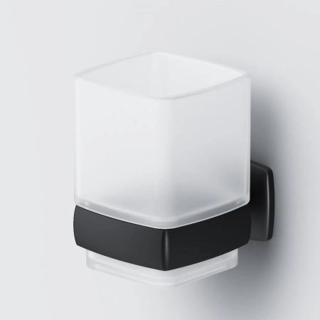 Стеклянный стакан для зубных щеток с настенным держателем AM.PM Gem A9034322 черный