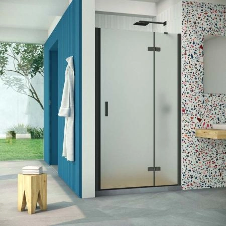 Душевая дверь Vegas-glass AFP Retta 120 02М 10 R, профиль черный матовый, стекло сатин