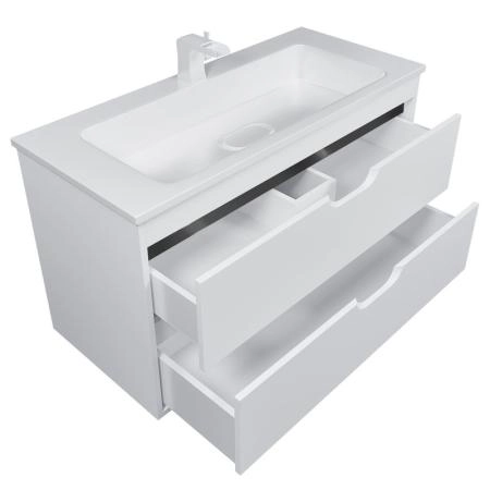 Тумба под раковину для ванной Uperwood Modul 100 см, подвесная, матовая, белая/графит