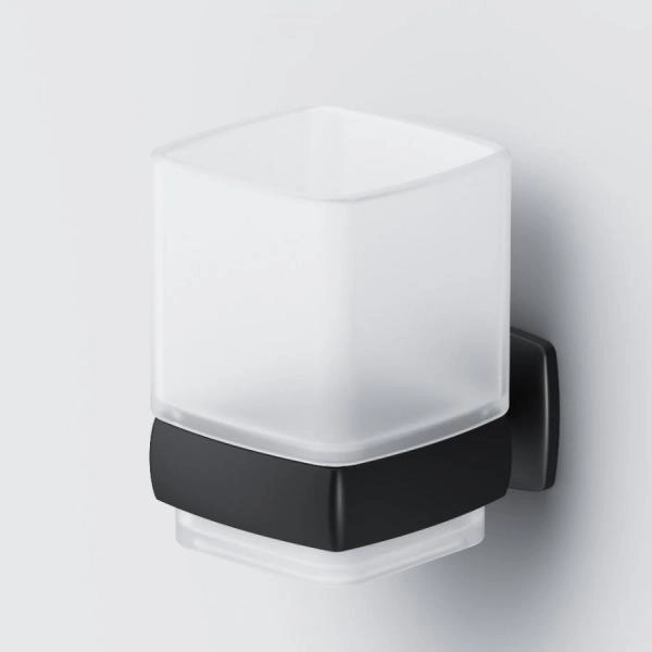 Стеклянный стакан для зубных щеток с настенным держателем AM.PM Gem A9034322 черный