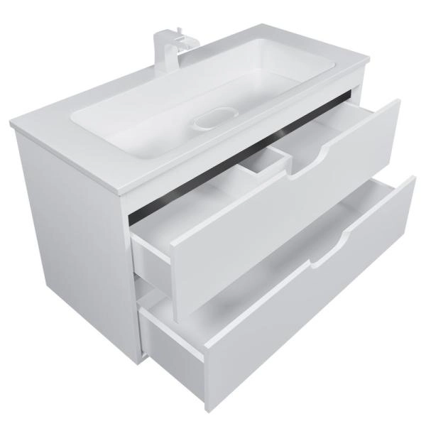 Тумба под раковину для ванной Uperwood Modul 100 см, подвесная, матовая, белая/графит