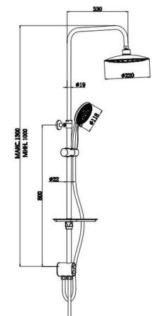 Душевая система ESKO ST1350 хром