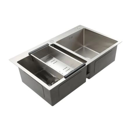 Кухонная мойка Gappo GS8350 830x500x215mm 0.8мм с коландером Сатин