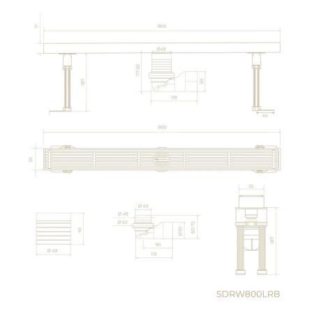Душевой трап KNOTLOR SDRW0800LRB, линейный бронза