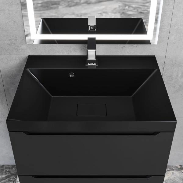 Раковина для ванной Uperwood Classic New 60х45х16,3 см, черная глянцевая, с накладкой для слива