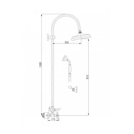 Смеситель Rav Slezak MORAVA RETRO MK181.5/3 для душа, цвет Хром с керамическим переключател. и верхним душем