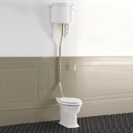 Devon&Devon Westminster Унитаз 64x36.5cм с высоким бачком, трубой, фурнитура золото