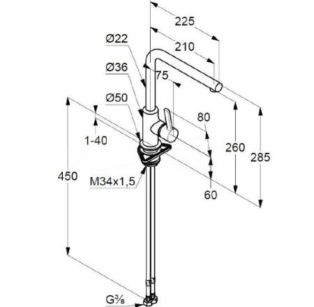 Смеситель KLUDI L-INE S 408033975 для кухни черный мат