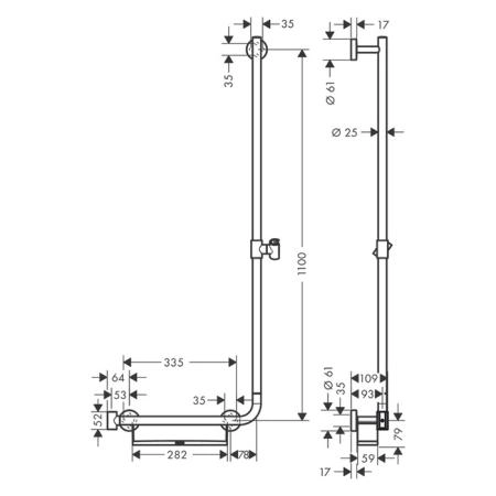 Hansgrohe Unica Comfort Штанга для душа 110см, с полочкой, цвет: хром