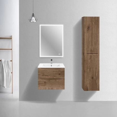 Тумба под раковину Vincea Mia Slim 600 подвесная, 2 выкатных ящика soft close, V.Oak