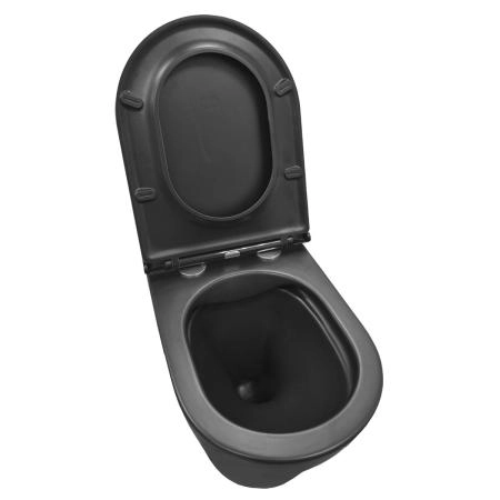 Унитаз подвесной AzarioTeramo 515х355х365 безободковый с сиденьем микролифт, черный матовый (AZ -053E-R-MB)