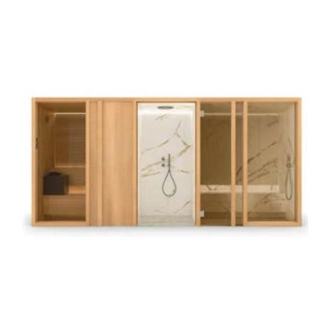 Effegibi Yoku Spa Door Сауна&Хаммам 444x170х217см, угловая Dx, цвет: чёрный орех/Fior di Bosco Tortora