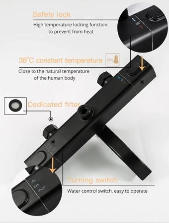 Душевая система Gappo G2491-6 термостат для ванны, черный