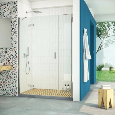 Душевая дверь Vegas-glass AFP-F Retta 130 08 01 L, профиль глянцевый хром, стекло прозрачное