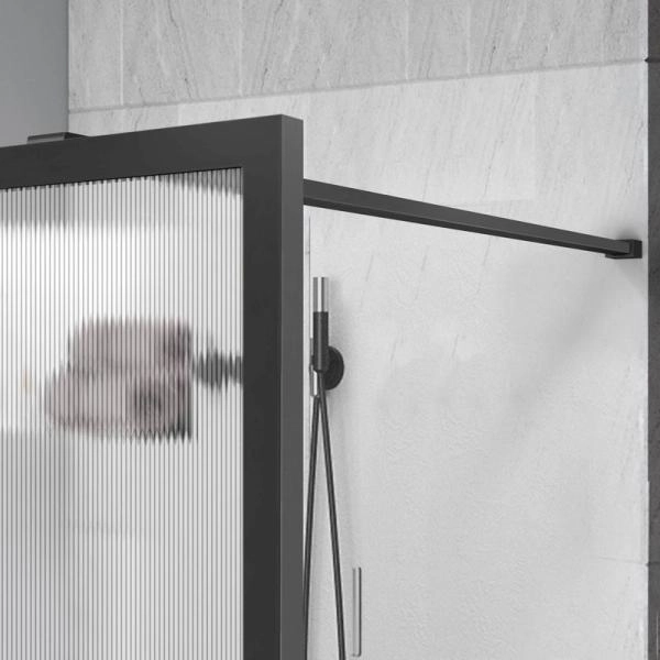 Душевая перегородка Vincea Walk-In VSW-1HP100FLGM, 1000*2000, вороненая сталь, стекло рифленое