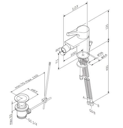 Смеситель для биде AM.PM X-Joy F85B83100 хром
