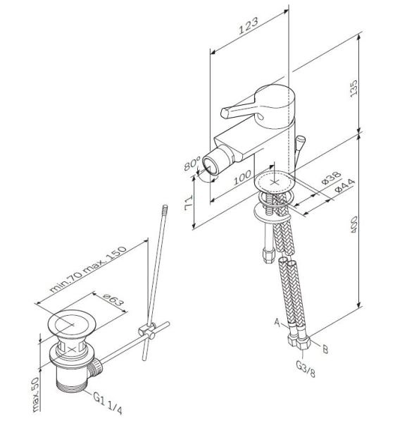 Смеситель для биде AM.PM X-Joy F85B83100 хром