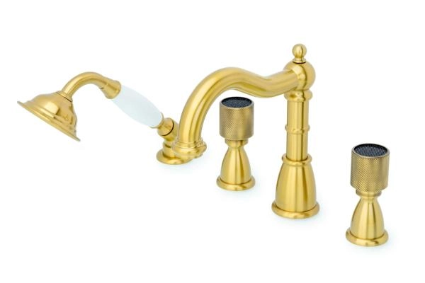 Смеситель врезной 4отв. Boheme ROYAL CRISTAL, бронза_Комплект 391-Royal/CRST black