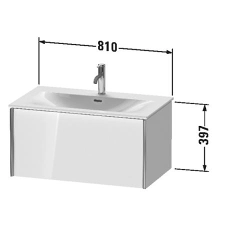 Duravit XViu Тумба подвесная 81x48x39.7см, с раковиной, 1 ящик, цвет: белый глянцевый/champagne matt