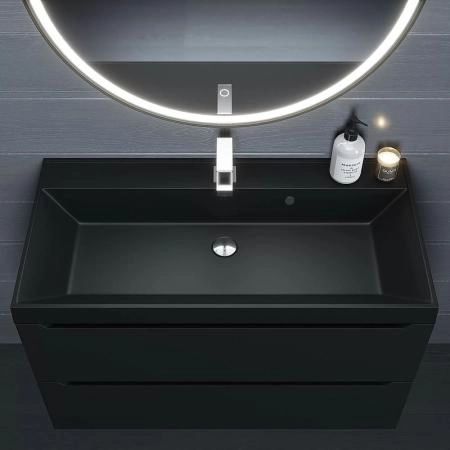 Раковина кварцевая Uperwood Classic Quartz 100 см, черная матовая, уголь