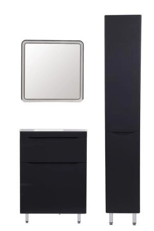 Тумба напольная Style Line Бергамо мини 60 (2 ящ.) Люкс антискрейтч черный, PLUS