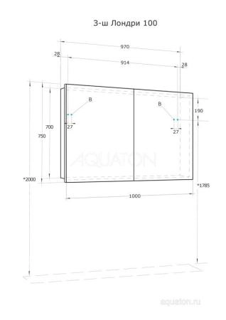 Зеркальный шкаф AQUATON Лондри 100 1A267302LH010