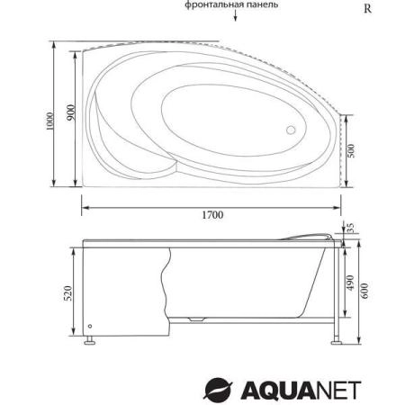 Ванна Aquanet JERSEY 170x90 без гидромассажа правая