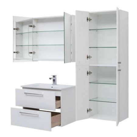 Тумба Dreja GIO 80 см под умывальник белый глянец, подвесная