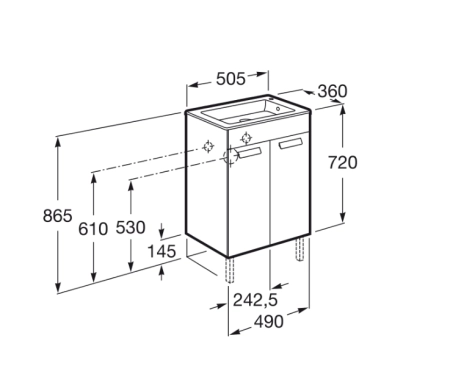 Тумба для раковины Roca Debba ZRU9302710 белый 50 см 2 створки