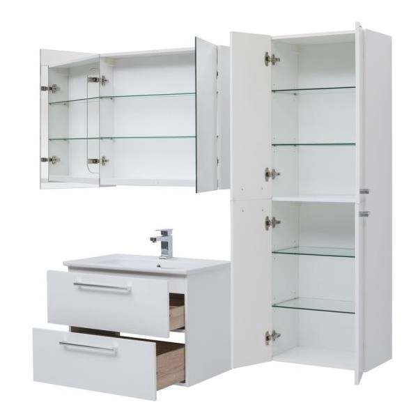 Тумба Dreja GIO 80 см под умывальник белый глянец, подвесная