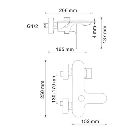 Смеситель для ванны WasserKraft Dinkel 5801 хром