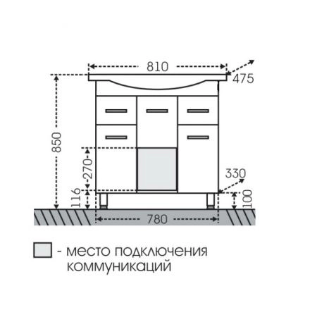 Тумба под раковину СаНта Эльбрус 80 201115, цвет белый