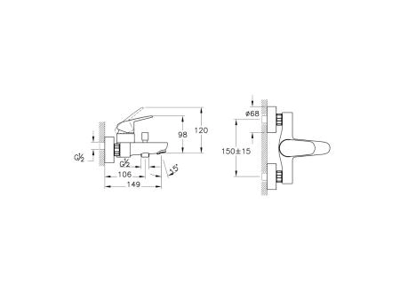 Смеситель VitrA Flow Round  A43057EXP1 настенный однорычажный хром латунь