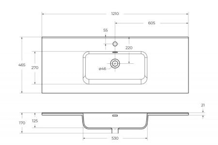 керамическая Раковина Белый 1210х460 мм BB1200ETL