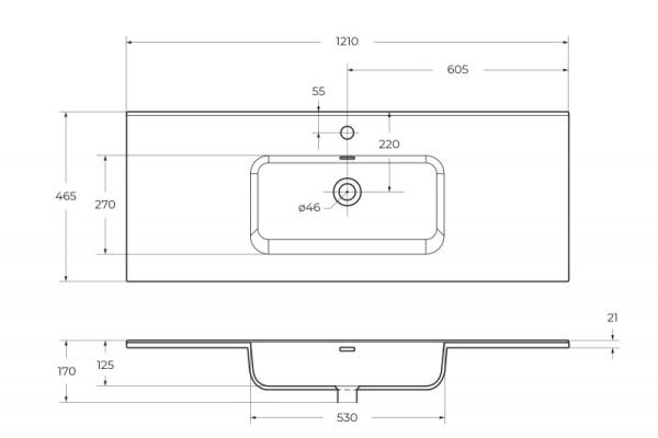 керамическая Раковина Белый 1210х460 мм BB1200ETL