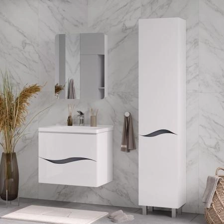 Тумба для ванной Volna Grey 60.2Y Белый/серый оникс подвесная (Миранда) раковина отдельно