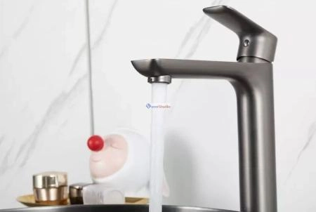 Смеситель высокий для раковины Gappo G1048-92 Оружейная сталь