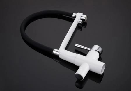 Смеситель Gappo G4398-9 для кухни с подключением фильтра питьевой воды, белый