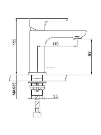 Смеситель для раковины Gappo G1048-3 Сатин золотой