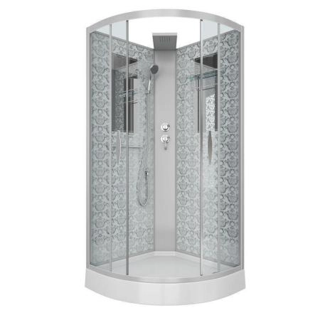 Душевая кабина Niagara Luxe NG-7715WBK (900x900х2100) низкий поддон стенки БЕЛЫЕ БЕЗ КРЫШИ