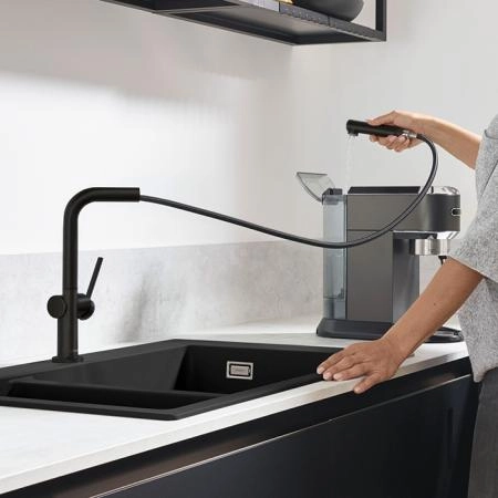 Hansgrohe Talis M54 Смеситель для кухни, 1 отв., с вытяжным изливом 1jet, цвет: черный матовый