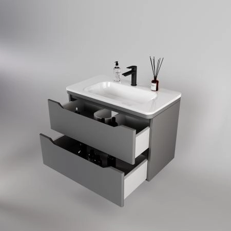 Тумба подвесная Style Line Марелла 80 (2 ящ.) Люкс антискрейтч серый, PLUS