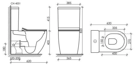 Напольный пристенный унитаз Metropol Rimless