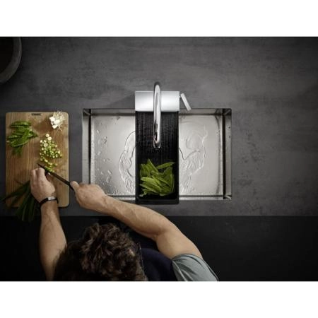 Hansgrohe Aquno Select M81 Смеситель для кухни, 1 отв., с вытяжным душем, 3jet, каскад, sBox, цвет: хром