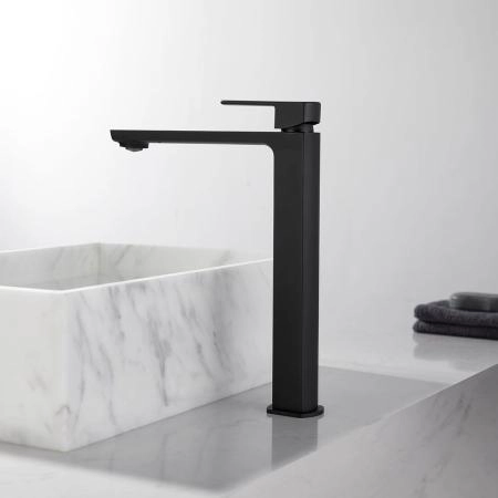 Смеситель высокий для раковины Vincea Next VBF-1N2MB однорычажный, черный